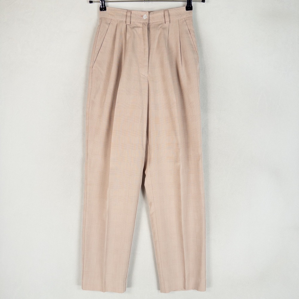 Vintage Izod Club Pants Slacks 2 Pink Mauve Glen Plaid Pleated Preppy Old Money